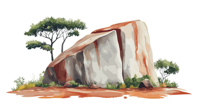 Zuma Rock. Zuma Rock hand drawn watercolor illustration on white background