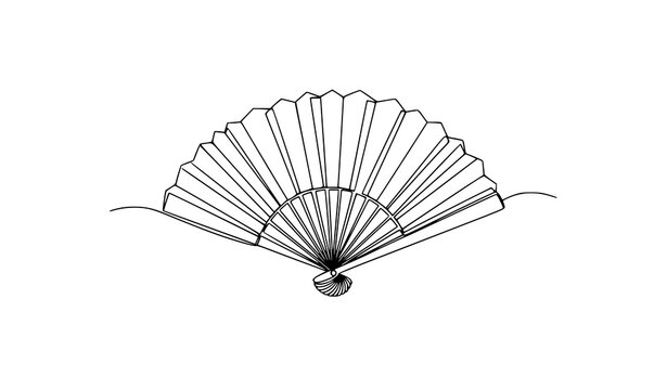 Hand Fan Single Line Vector