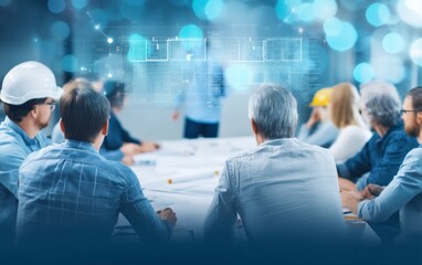 Fototapeta premium Planning Session with Architectural Drawings in a Modern Conference Room