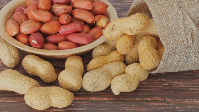 peanuts in a wooden bowl