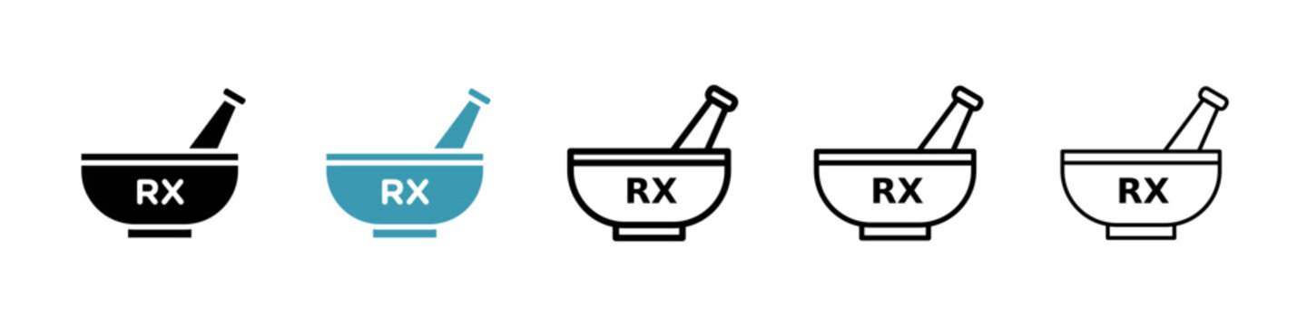 RX icons collection in black and blue colors