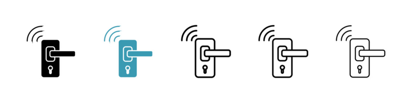 Smart lock icons collection in black and blue colors