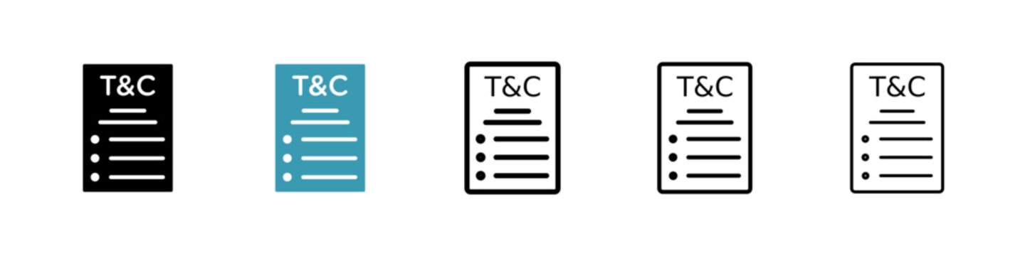 Terms and Conditions icons collection in black and blue colors