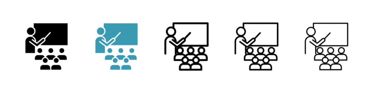 Training icons collection in black and blue colors