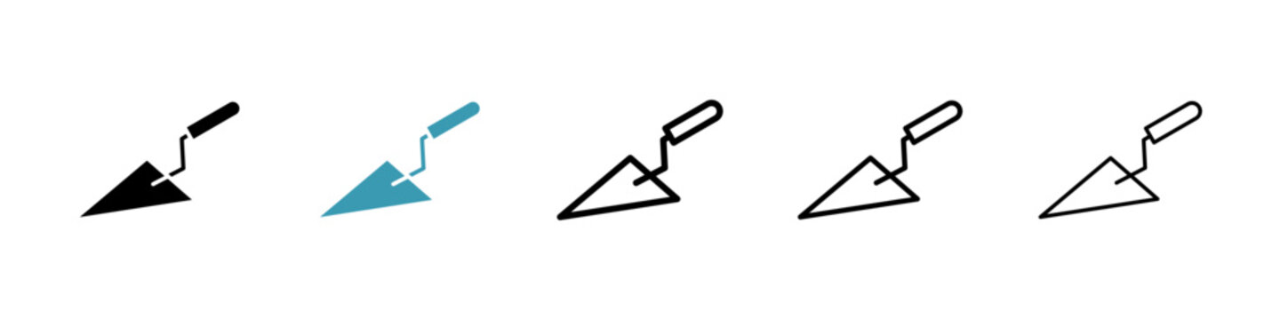 Trowel icons collection in black and blue colors