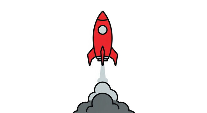 Rocket Launch, Red Space Shuttle, Vector Illustration, Blast Off