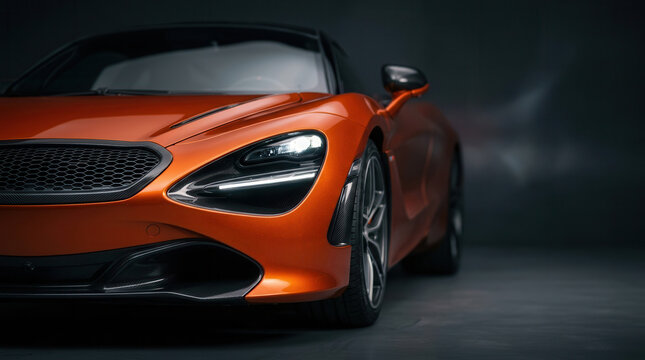 Orange McLaren Supercar Front Closeup Luxury Car
