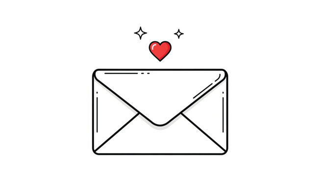 Love letter icon, heart envelope symbol, romantic mail vector, love email sign