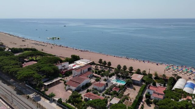 Aerial view of Malgrat de Mar beach and coastline Spain