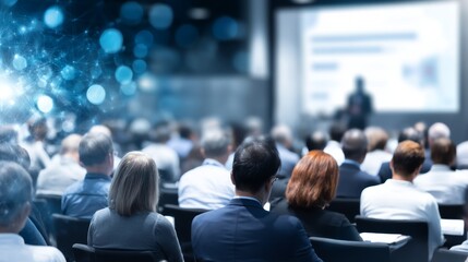 Obraz premium Focused Attendees in Conference Room During Seminar Presentation