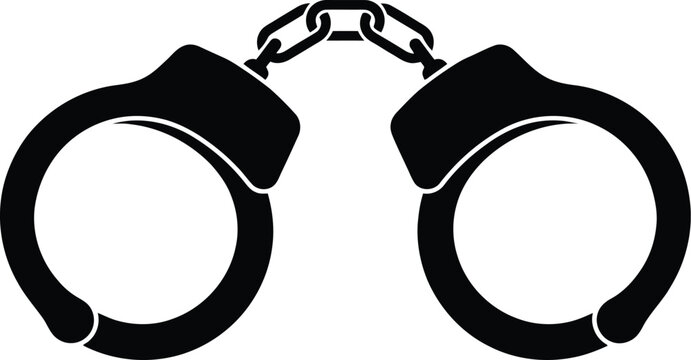 Handcuffs vector graphic illustration with chain link design