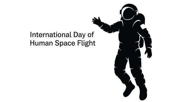 Astronaut silhouette with text commemorating international day of human space flight