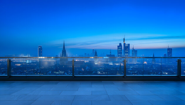 Modern cityscape panorama from a luxury rooftop terrace