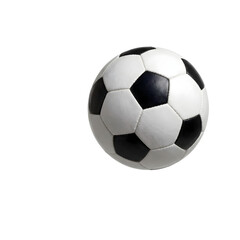 Fototapeta premium Classic soccer ball isolated on white background, traditional black and white leather football, professional sports equipment for athletic competition