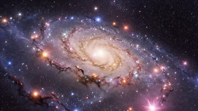 A brilliant spiral galaxy with luminous arms and colorful star-forming regions in deep space
