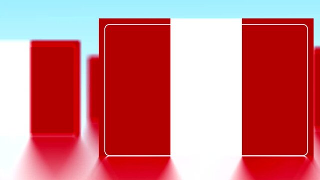 Peruvian flag colors and design elements  red and white rectangles with thin white outline on light blue and white background
