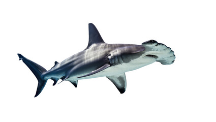 Fototapeta premium Hammerhead shark swimming, isolated on transparent background