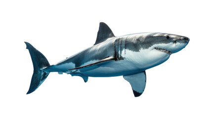 Fototapeta premium Great white shark with sharp teeth, isolated on transparent background