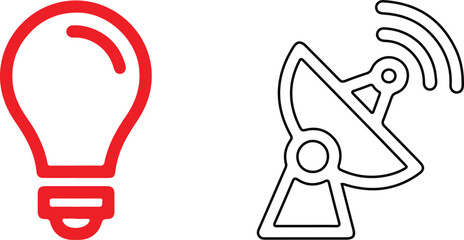 Fototapeta premium Light Bulb and Satellite Dish Icon Idea Communication Technology Vector Set