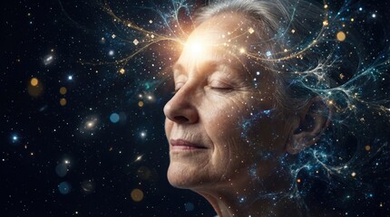 Obraz premium This image encapsulates the essence of harmonious aging and hormonal stability in older age, showcasing serenity and wisdom.