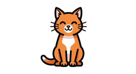 Cartoon cat illustration sitting upright with smiling expression isolated © satriagetok