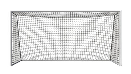 White metal soccer goal with black net, isolated on transparent background © Maria