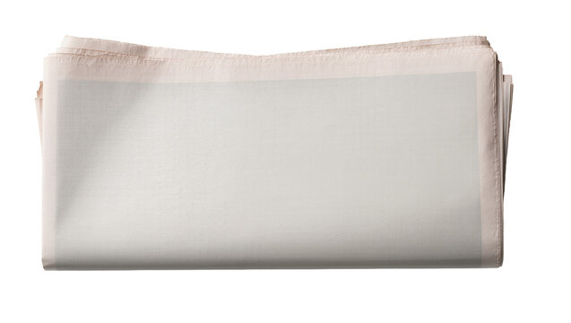 Folded blank newspaper pages with rough edges, isolated on transparent background