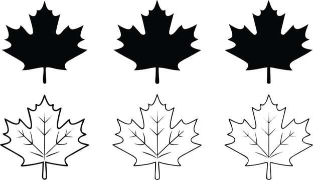 Black and white canada maple leaf and map outline canada map silhouette