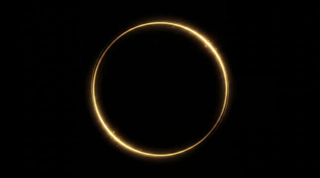 golden glowing ring light on black background
