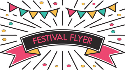 Obraz premium Vibrant festival flyer with colorful banners and lights