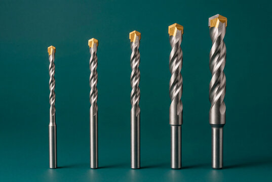 Set of Masonry Drill Bits with Carbide Tips in Different Sizes for Concrete