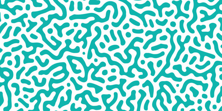 Abstract turquoise reaction diffusion pattern on white background, organic turing maze lines vector texture