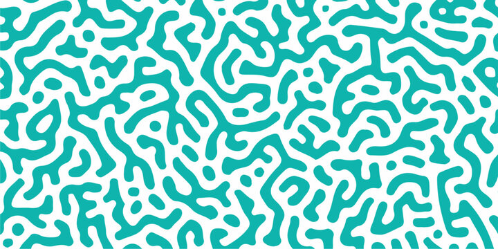 Abstract turquoise reaction diffusion pattern on white background, organic turing maze lines vector texture