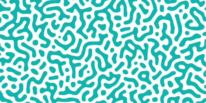 Abstract turquoise reaction diffusion pattern on white background, organic turing maze lines vector texture