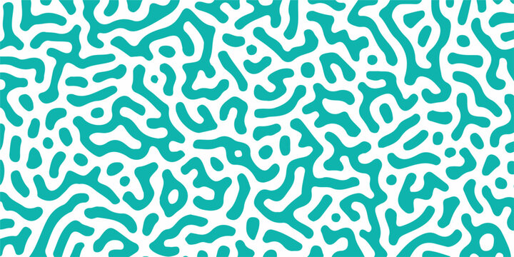 Abstract turquoise reaction diffusion pattern on white background, organic turing maze lines vector texture