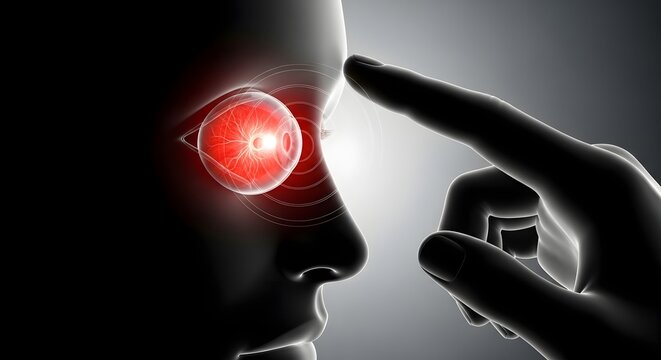 Glaucoma Eye Condition Medical Visualization with Red Pressure Highlight Vision Health Concept