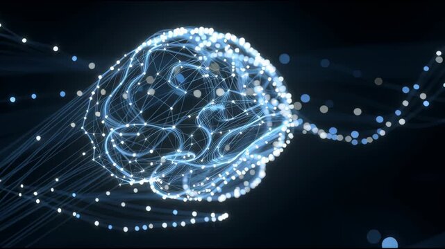Explore Brain Network Activity Glowing Blue on Dark Background in This Visual Presentation Capturing Neural Interactions and Connections