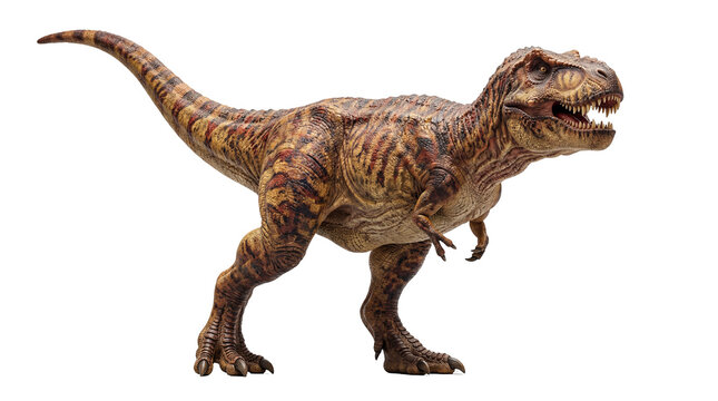 Fierce Tyrannosaurus Rex dinosaur with sharp teeth, isolated on transparent background