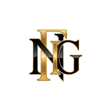 Elegant Monogram NFG with Gold and Black Letters.