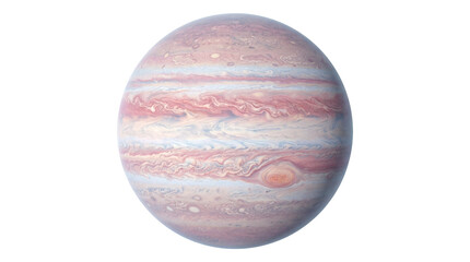 Jupiter planet with swirling pink and white bands, isolated on transparent background © Laura