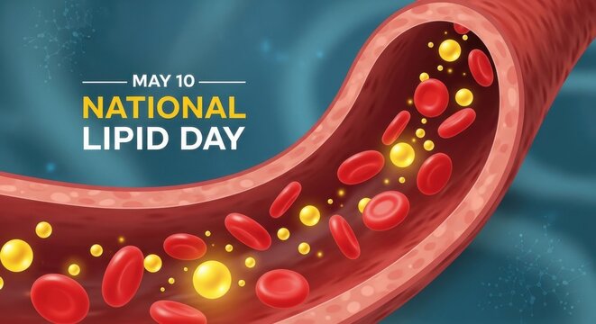 National Lipid Day illustration with blood vessel and lipids