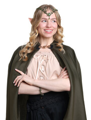 Naklejka premium Portrait of beautiful elf girl on white background