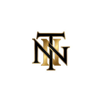 Elegant Intertwined Monogram Letters TNN in Gold and Black.