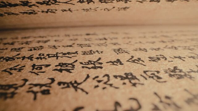 Macro Slider View Through Pages Of China Old Book. Chinese Martial Arts Secret