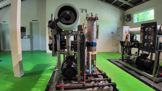 Spacious industrial water treatment facility with multiple processing units.