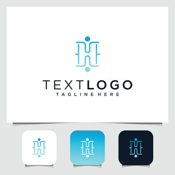 modern Logo minimalist H dewign with human figure icon template