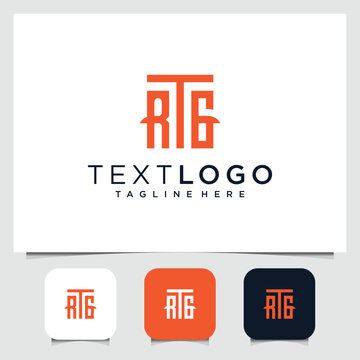 minimalist monogram letter rtg text abstract logo design template