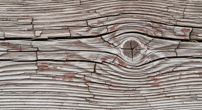 Weathered wood texture with knothole and grain detailed macro close up