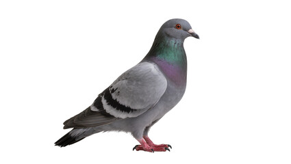 Fototapeta premium Gray pigeon with iridescent neck feathers, isolated on transparent background