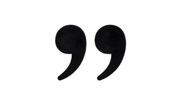 Isolated Black Double Quotation Mark Symbol on White Background